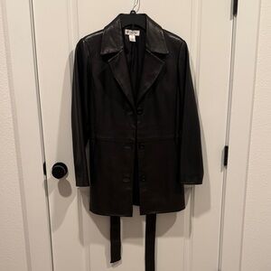 Black Leather Women's Coat